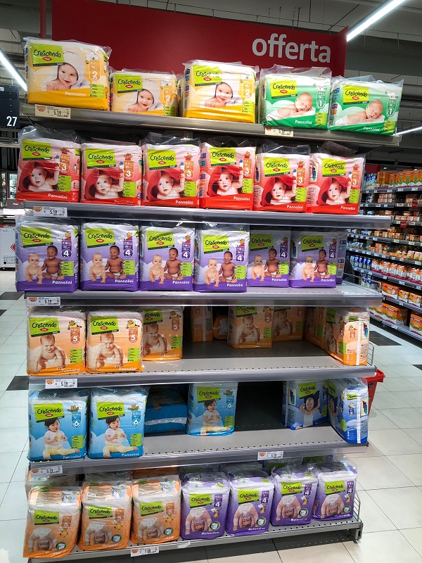 義大利超市販售的寶寶紙尿布